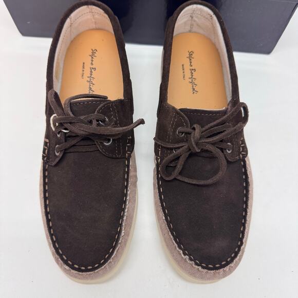 New Men's Stefano Bonfiglioli Brown Suede Leather Loafer Boat Shoes sz 42 / US 9